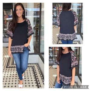 Chic Soul boho mixed media flowy sleeves long lined tunic top plus size 3X